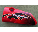 Technic, Panel Fairing # 3 Small Smooth Long, Side A with Black Flames and LEGO Technic Logo Pattern (Sticker) - Set 8051