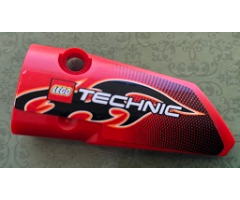 Technic, Panel Fairing # 3 Small Smooth Long, Side A with Black Flames and LEGO Technic Logo Pattern (Sticker) - Set 8051