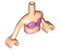 Mini Doll, Torso Friends Girl Bright and Dark Pink Bikini Shell Bra Top Pattern, Light Nougat Arms with Hands