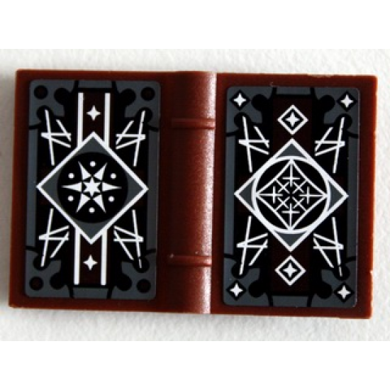 Minifigure, Utensil Book 2 x 3 with White Symmetric Stars and Lines Pattern (Stickers) - Set 10237