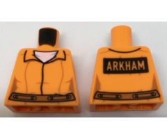 Torso Batman Prisoner Female Jumpsuit with Belt, White Undershirt and 'ARKHAM' on Back Pattern
