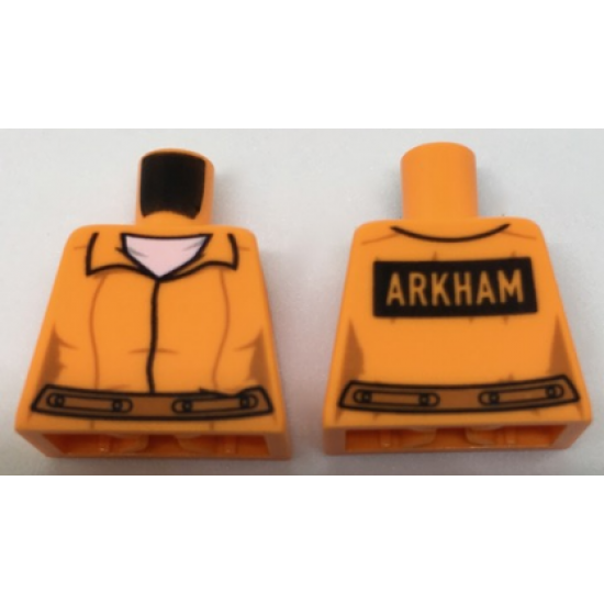 Torso Batman Prisoner Female Jumpsuit with Belt, White Undershirt and 'ARKHAM' on Back Pattern