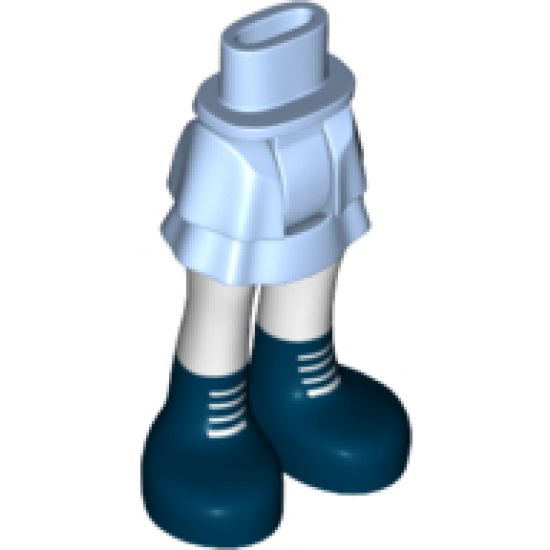 Mini Doll, Legs with Hips and Skirt Layered, White Legs and Dark Blue Shoes with White Laces Pattern