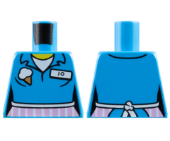 Torso Female Shirt with Ice Cream Cone, 'JO' Name Tag and Pink Apron with White Stripes Pattern