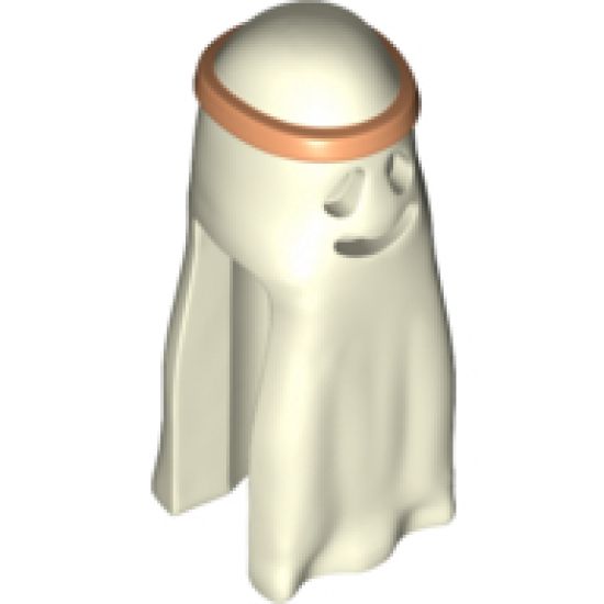 Minifigure, Headgear Head Cover, Ghost Shroud with Smile and Headband Medium Nougat Pattern