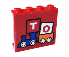 Panel 1 x 4 x 3 with Side Supports - Hollow Studs with 'TO', Orange Railroad Car and Blue Locomotive Pattern (Sticker) - Set 60233