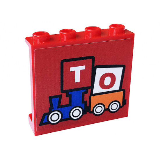 Panel 1 x 4 x 3 with Side Supports - Hollow Studs with 'TO', Orange Railroad Car and Blue Locomotive Pattern (Sticker) - Set 60233