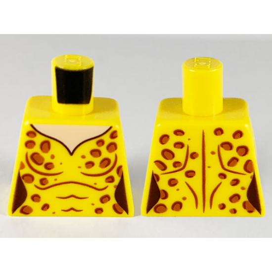 Torso Female Catsuit, Light Nougat Neck and Dark Orange Leopard Spots Pattern