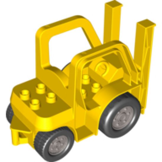 Duplo, Vehicle Forklift Truck with Large and Small Black Wheels