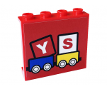 Panel 1 x 4 x 3 with Side Supports - Hollow Studs with 'YS', Blue and Yellow Railroad Cars Pattern (Sticker) - Set 60233