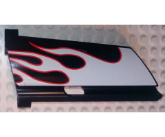 Technic, Panel Fairing #21 Large Long, Small Hole, Side B with White Flames with Red Border Pattern (Sticker) - Set 8682