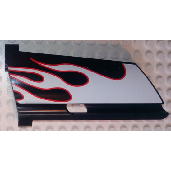 Technic, Panel Fairing #21 Large Long, Small Hole, Side B with White Flames with Red Border Pattern (Sticker) - Set 8682