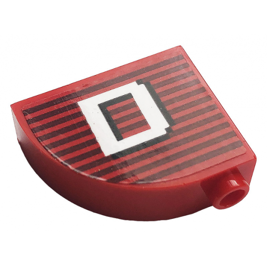 Slope, Curved 3 x 1 x 2 with Stud with Gray Stripes and White Letter 'D' Pattern (Sticker) - Set 10272