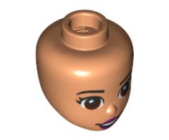 Mini Doll, Head Friends with Brown Eyes, Eyelashes, Magenta Lips and Open Mouth Smile Pattern
