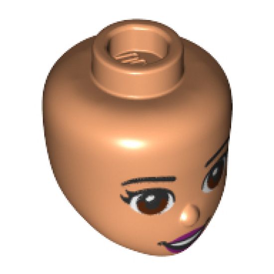 Mini Doll, Head Friends with Brown Eyes, Eyelashes, Magenta Lips and Open Mouth Smile Pattern