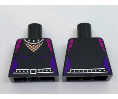 Torso Batman Female Outline with Fishnet Inset, Silver Studded Collar and Belt Pattern