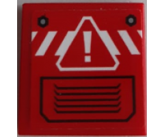 Tile 2 x 2 with Danger Sign on White Danger Stripes and Black Vent on Red Background Pattern (Sticker) - Set 60185