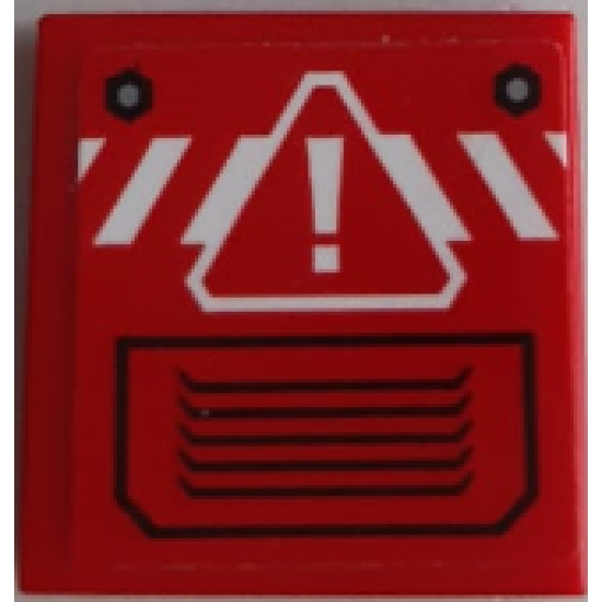 Tile 2 x 2 with Danger Sign on White Danger Stripes and Black Vent on Red Background Pattern (Sticker) - Set 60185