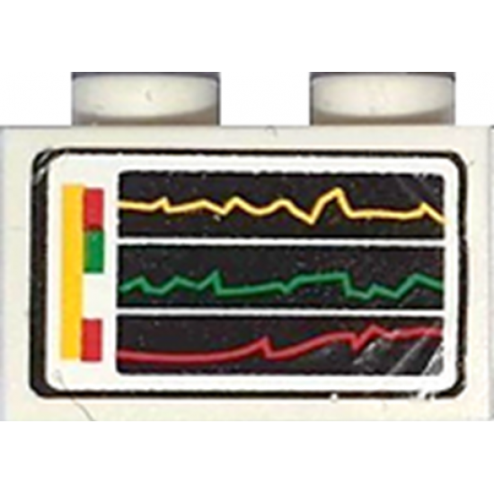 Brick 1 x 2 with Screen with Performance Chart/Graph Pattern (Sticker) - Set 8155