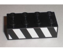 Brick 2 x 4 with Black and White Danger Stripes Pattern Model Right (Sticker) - Set 8211