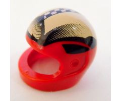 Minifigure, Headgear Helmet Motorcycle (Standard) with Checkered Stripe and Black/White Fade Pattern