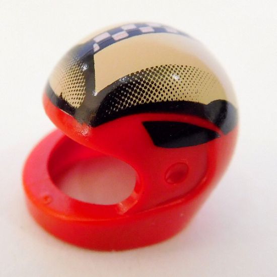 Minifigure, Headgear Helmet Motorcycle (Standard) with Checkered Stripe and Black/White Fade Pattern