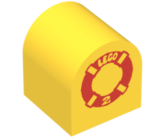 Duplo, Brick 2 x 2 x 2 Curved Top with Life Preserver and Lego Logo Pattern