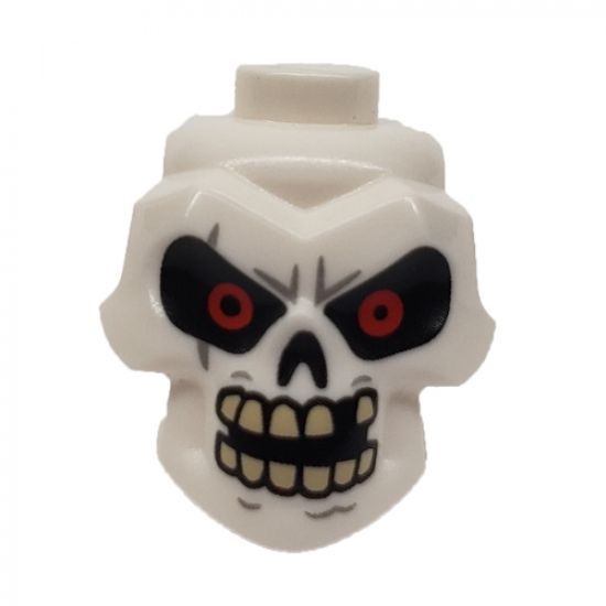 Minifigure, Head, Modified Skull with Red Eyes, Open Mouth and Missing Tooth Pattern
