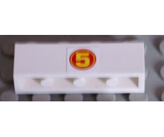Brick 1 x 4 with Yellow '5' in Red Circle Pattern (Sticker) - Set 8158