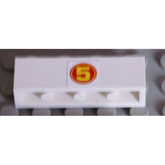 Brick 1 x 4 with Yellow '5' in Red Circle Pattern (Sticker) - Set 8158