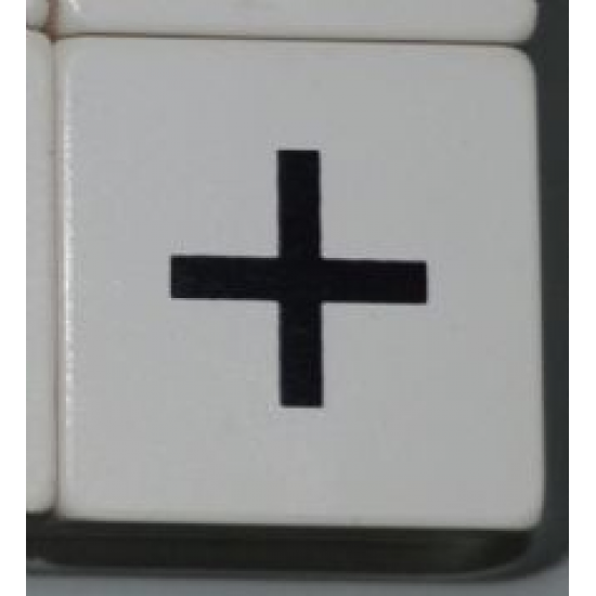 Duplo, Tile 2 x 2 x 1 with Black Plus Sign (+) Pattern