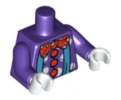 Torso Blue Suspenders and Red Polka Dot Bow Tie and Buttons Pattern (Clown) / Dark Purple Arms / White Hands