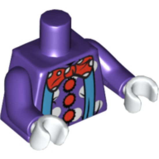 Torso Blue Suspenders and Red Polka Dot Bow Tie and Buttons Pattern (Clown) / Dark Purple Arms / White Hands