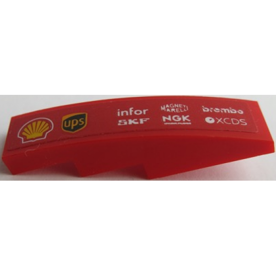 Slope, Curved 4 x 1 with 'MAGNETI MARELLI', 'brembo', 'infor', 'SKF', 'ups', 'XCDS', 'NGK' and Shell Logo Pattern Model Left Side (Sticker) - Set 75879