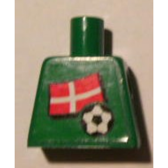 Torso Soccer Danish Goalie, Danish Flag Sticker Front, White Number Sticker Back (specify number in listing)