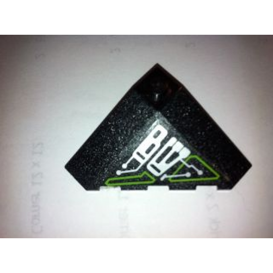 Wedge 4 x 4 (Slope 18 Corner) with Silver and Lime Circuitry Pattern (Sticker) - Set 7713