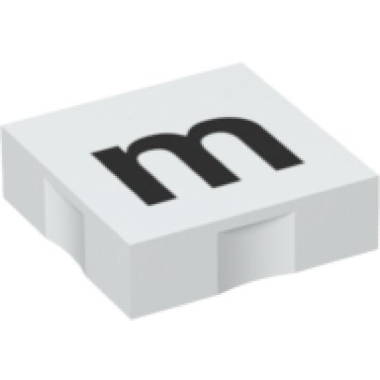 Duplo, Tile 2 x 2 with Black Lowercase Letter m Pattern