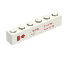 Brick 1 x 6 with 'Canada Post' and 'Postes Canada' Logo Pattern