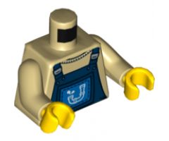 Torso Overalls Blue over Crew Neck Shirt with Drainpipe Pattern / Tan Arms / Yellow Hands