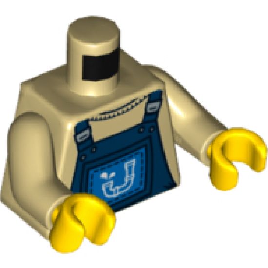 Torso Overalls Blue over Crew Neck Shirt with Drainpipe Pattern / Tan Arms / Yellow Hands