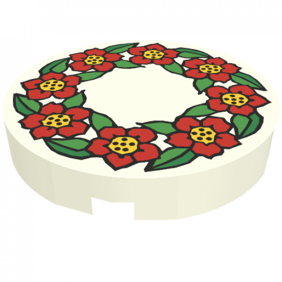 Tile, Round 2 x 2 with Scala Flower Pattern
