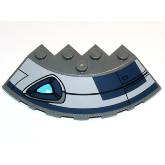 Brick, Round Corner 6 x 6 with Slope 33 Edge, Facet Cutout with Blue Eye and Black Lines Pattern Model Right Side (Sticker) - Set 75013