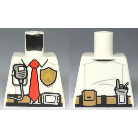 Torso Fire Chief Shirt with Tie, Fire Logo Badge and Belt with Pouch and Radio Pattern