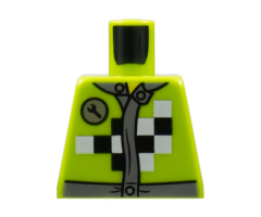 Torso Mechanic Race Jacket with Wrench and Black and White Checkered Pattern