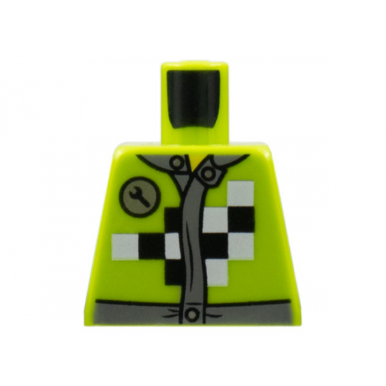 Torso Mechanic Race Jacket with Wrench and Black and White Checkered Pattern