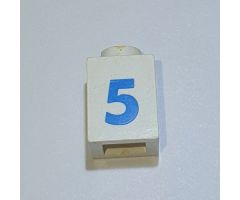 Brick 1 x 1 with Blue '5' Pattern (Bold Font)