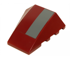 Wedge 4 x 4 No Studs with Dark Bluish Gray and Dark Red Stripe Pattern (Sticker) - Set 10195