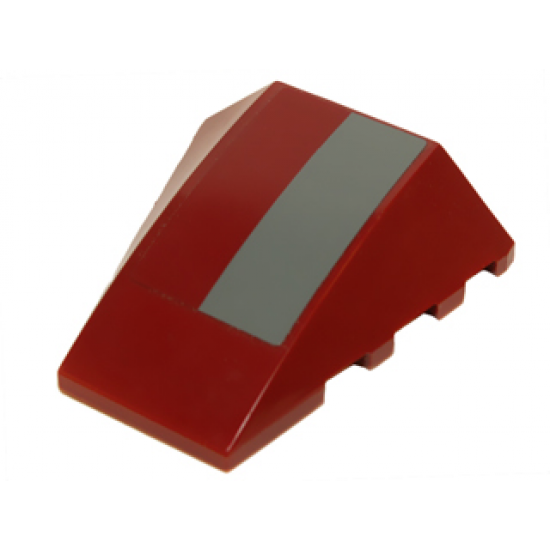 Wedge 4 x 4 No Studs with Dark Bluish Gray and Dark Red Stripe Pattern (Sticker) - Set 10195