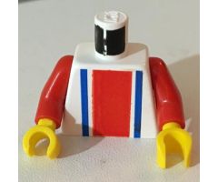 Torso Soccer Vertical Striped Red/Blue and No. 18 on Back Pattern / Red Arms / Yellow Hands