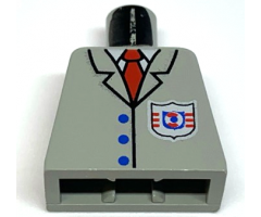 Torso Rescue Coast Guard Logo, Red Tie, Suit Buttons Pattern
